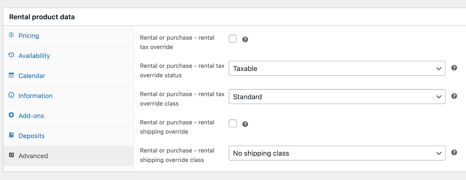 Configuring advanced options