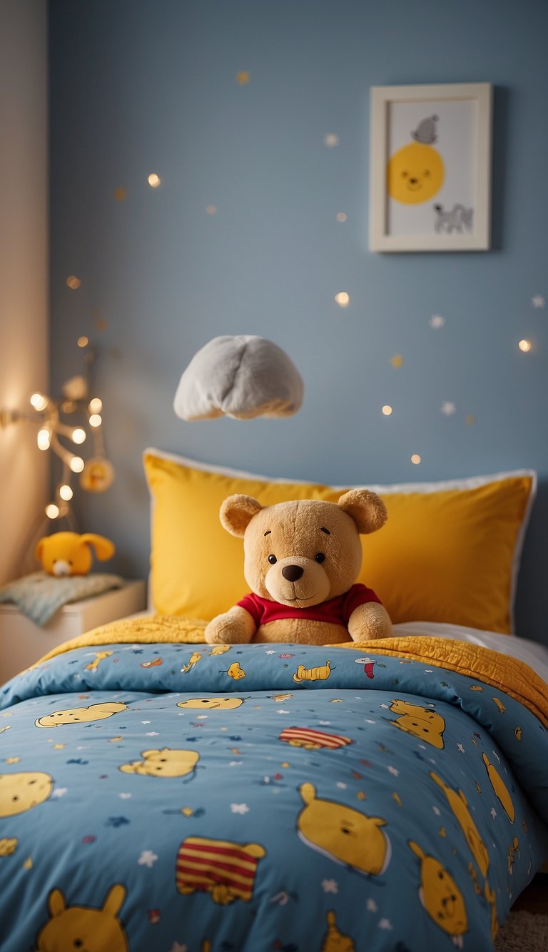 A cozy, luxurious kids' bedroom with Joules Winnie the Pooh bedding