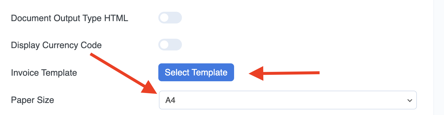 Select template & Paper Size