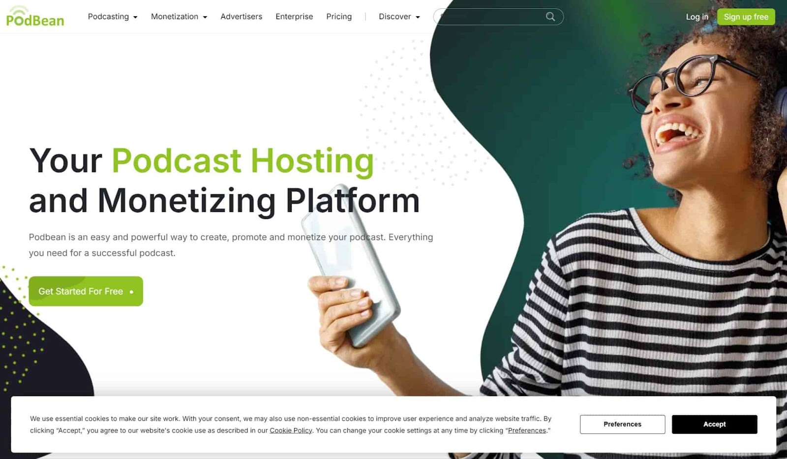 Screenshot of PodBean website