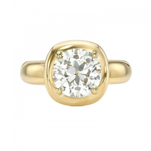 European cut round diamond ring by Single Stone