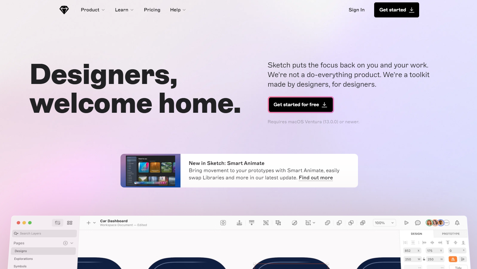 Sketch homepage