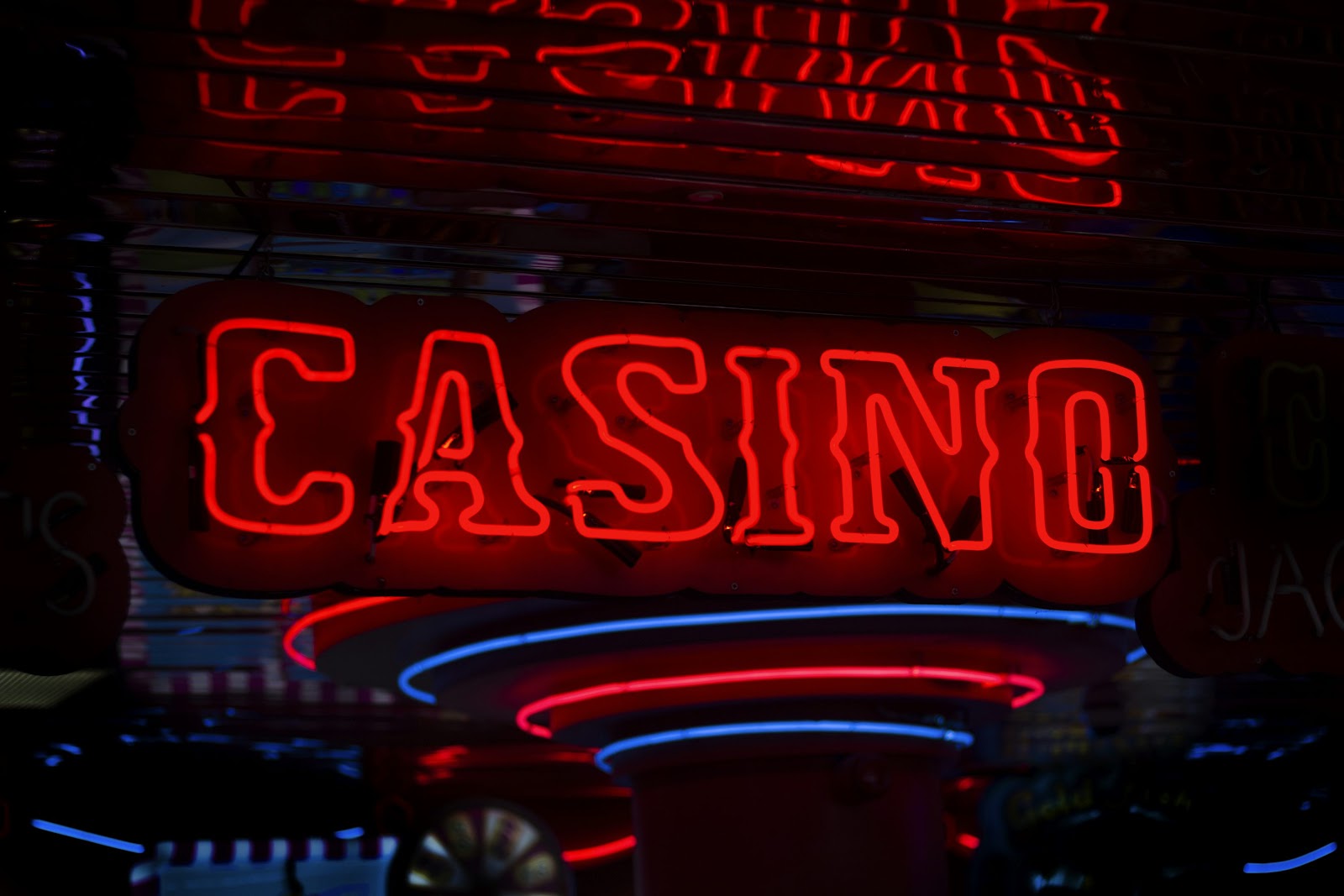 red Casino neon sign turned on