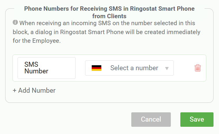 Ringostat update, receiving sms