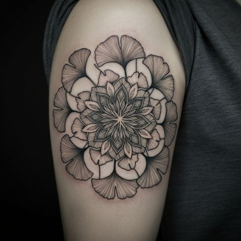 Ginkgo Mandala Tattoo