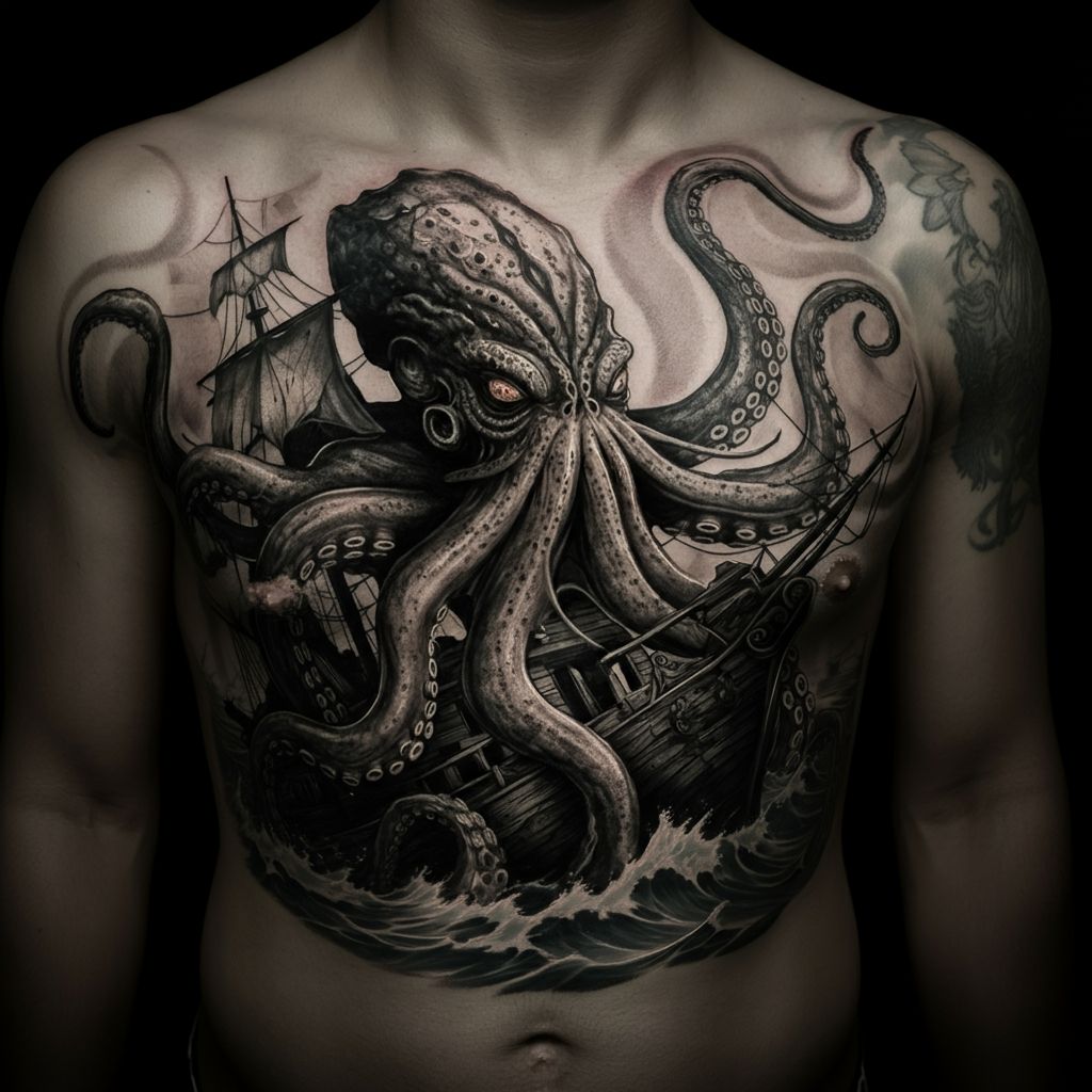 Kraken Tattoo on chest
