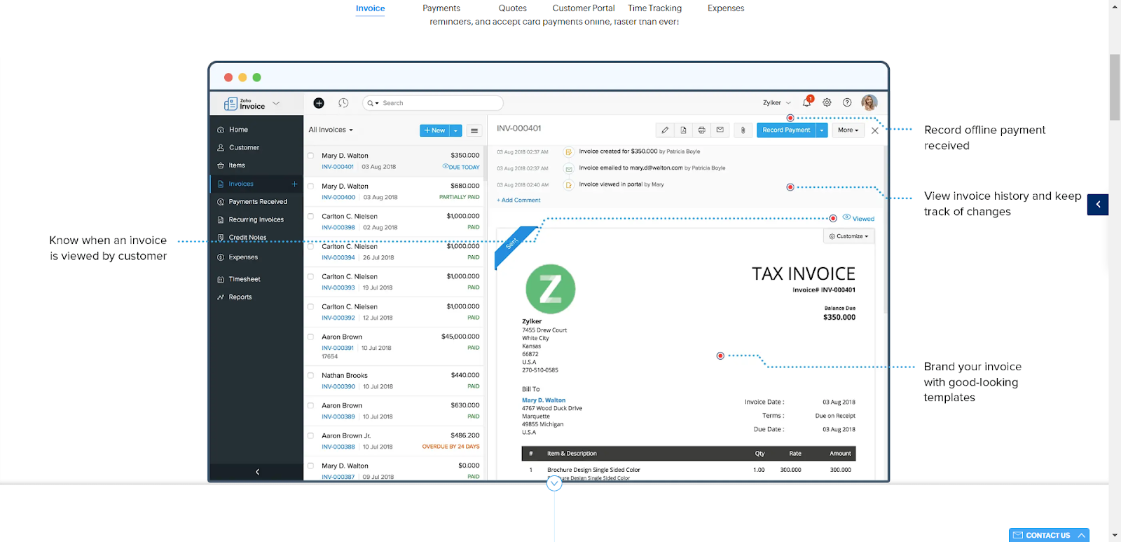 Zoho Invoice Invoicing