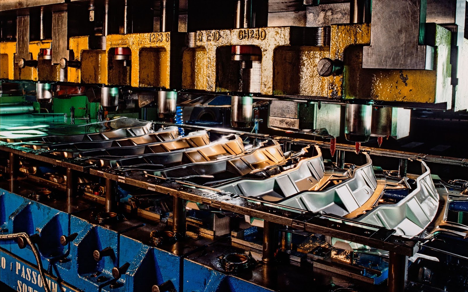 Automated systems in a stamping facility, demonstrating the role of automation in modern stamping processes.