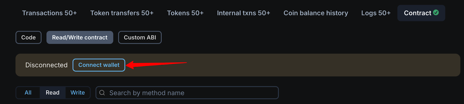 The Write Method on Blockscout