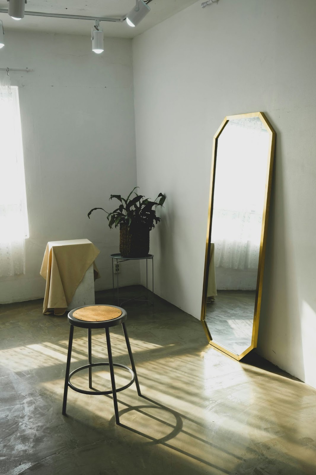 Wooden floor length mirror 