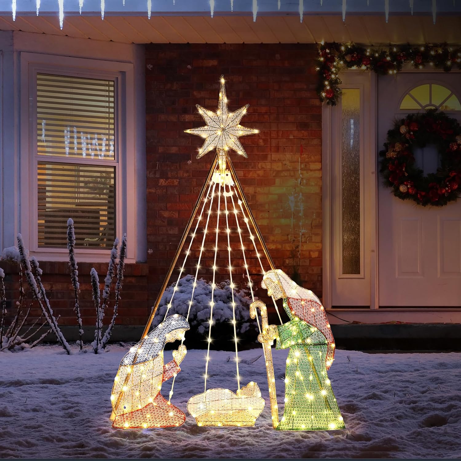 outdoor christmas lighted nativity scenes​