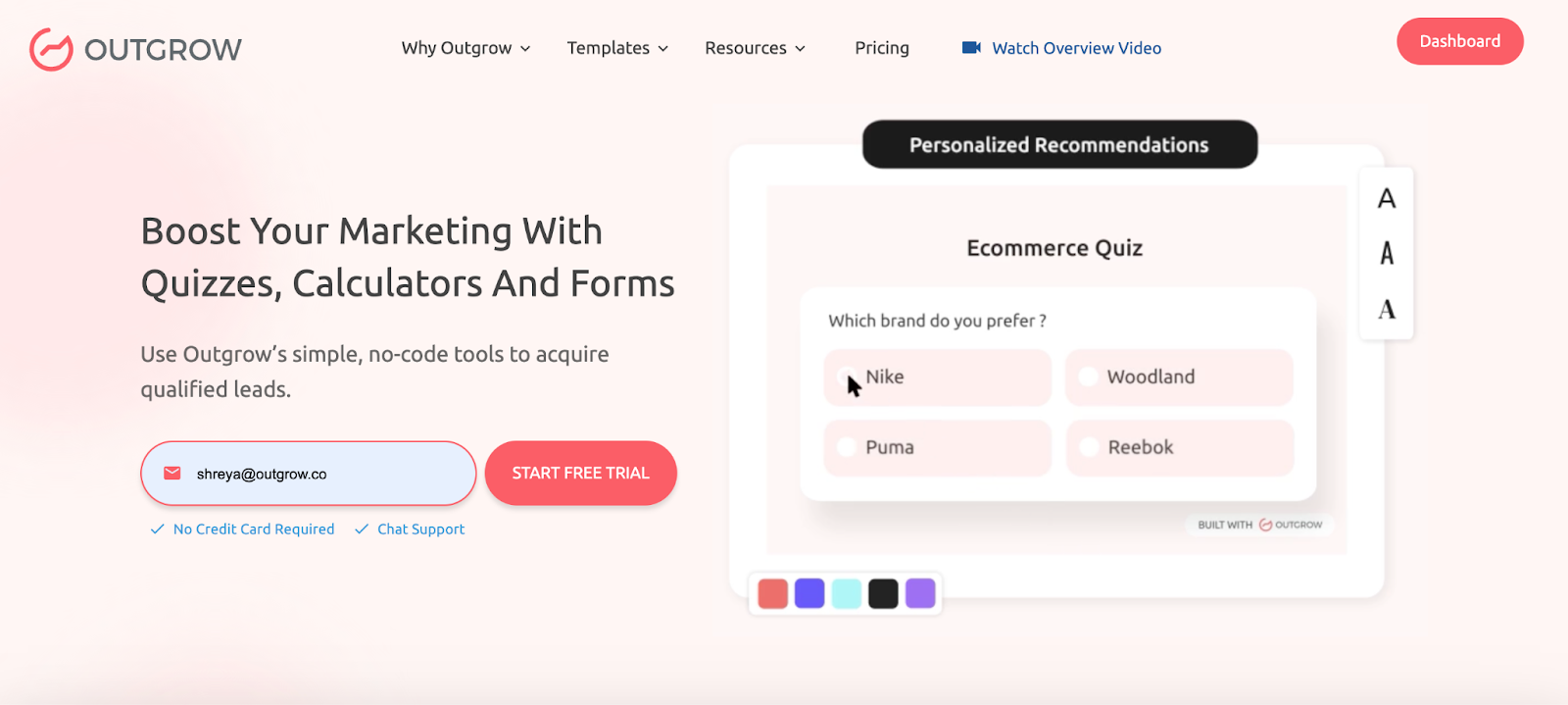 Outgrow's Homepage
