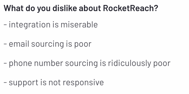 Negative review about RocketReach