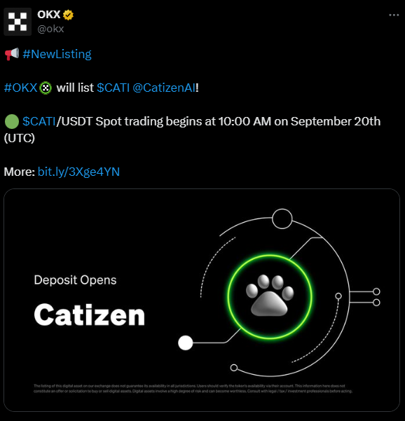 Okx To List Cati Token