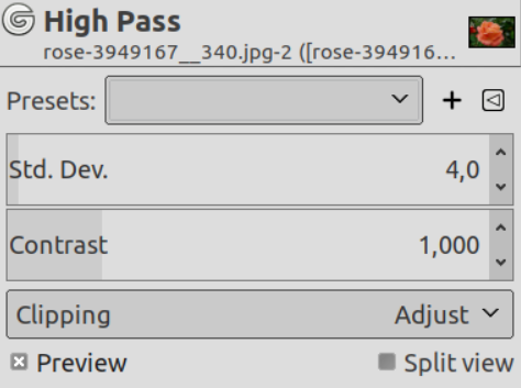 GIMP high pass setting