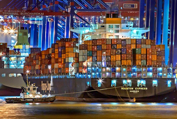 overseas cargo shipping loaded with shipping containers