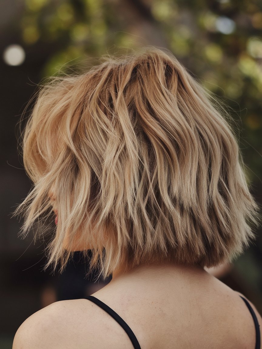 10. Choppy Shaggy Honey Bronde Bob