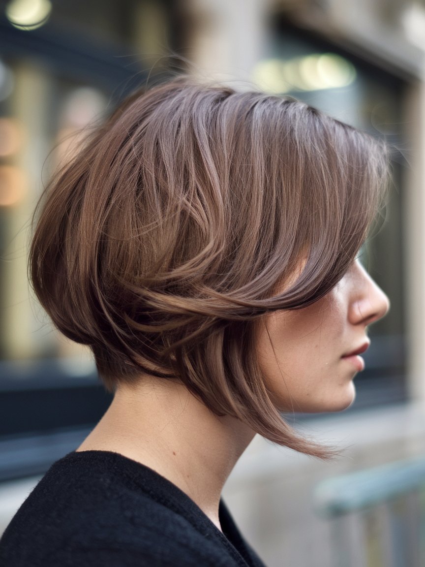 18. Dramatic Side-Swept Bob