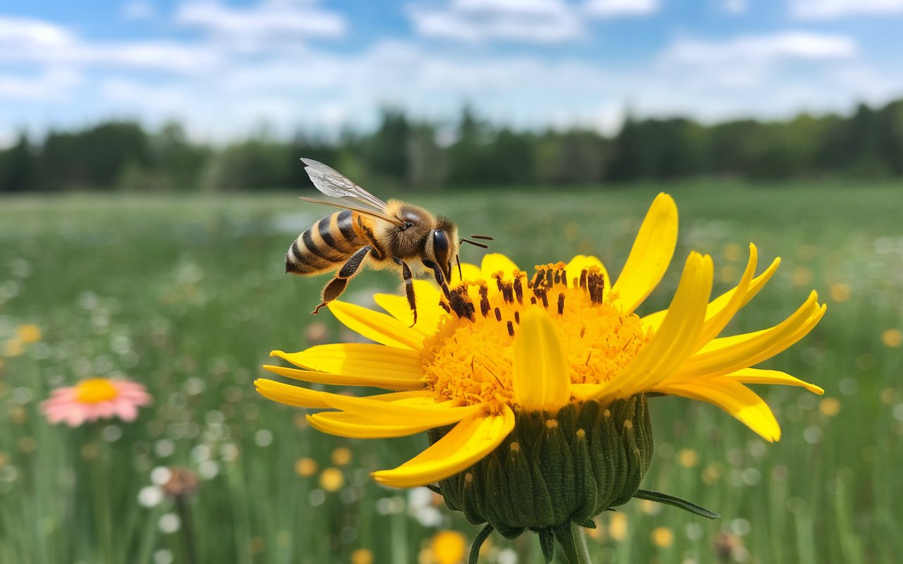 A worker bee has a Mass of 0.00011 .