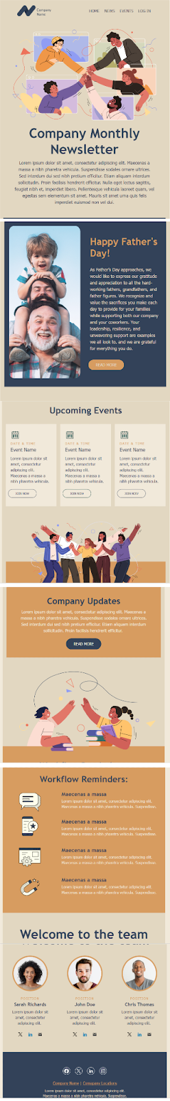 Beefree’s “Company Monthly Newsletter” Template