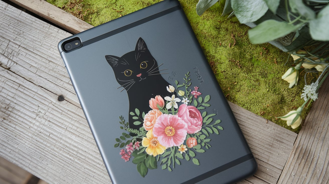 Lenovo Tab M9 Black Cat Flower Case