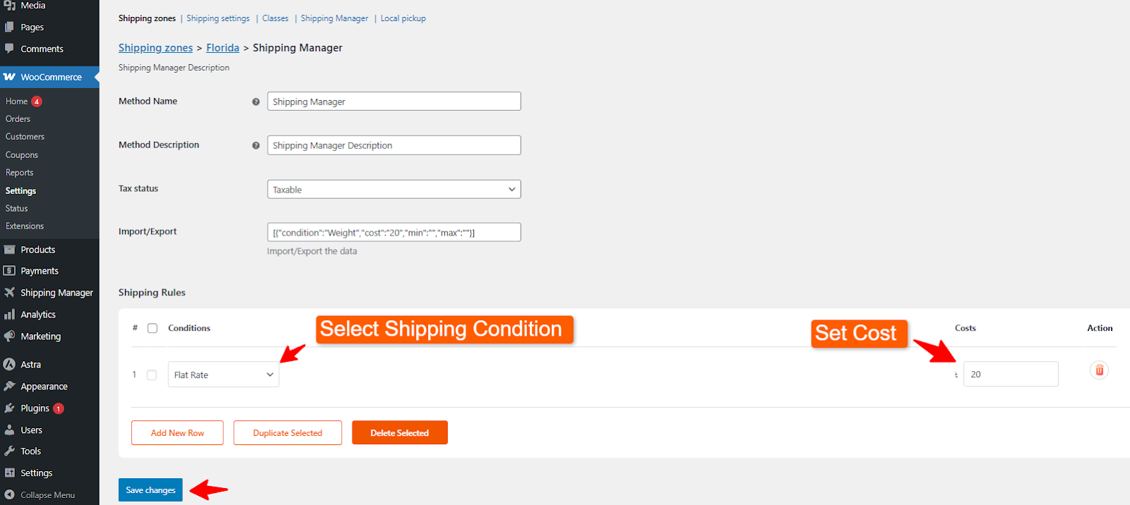 Setting a different shipping rule and price  