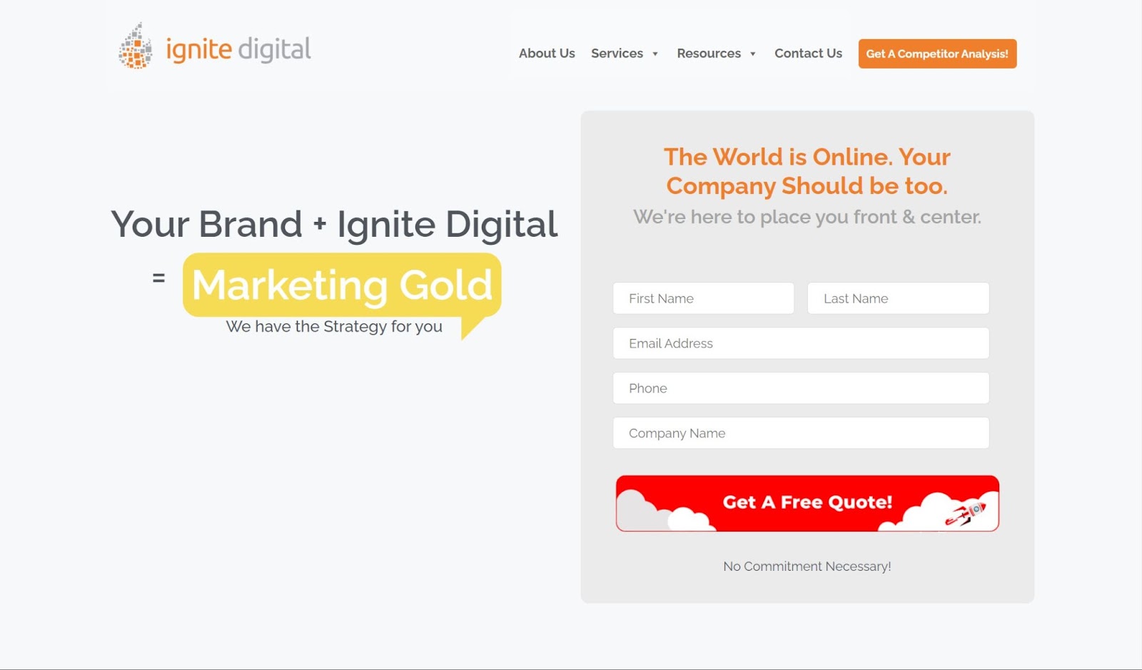 Screenshot of Ignite Digital website