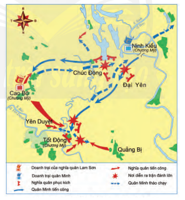 BÀI 19. KHỞI NGHĨA LAM SƠN (1418- 1427)1. Một số sự kiện tiêu biểu của cuộc khởi nghĩa Lam SơnCâu 1: Vì sao anh hùng hào kiệt khắp nơi tụ về Lam Sơn? Mục đích của họ là gì? Đọc thêm tư liệu 19.2 cho câu Giải nhanh của em.Đáp án chuẩn:- Nhà Minh thiết lập chính quyền đô hộ và đàn áp nhân dân sau khi chiếm nước ta.- Lê Lợi, hào trưởng vùng Nam Sơn, đã tích cực tích trữ lương thực và tập hợp người cùng chí hướng chờ thời cơ khởi nghĩa.Câu 2: Trình bày những khó khăn của khởi nghĩa Lam Sơn trong những năm đầu của cuộc khởi nghĩa.Đáp án chuẩn:- Nghĩa quân gặp đàn áp nặng nề từ quân Minh, phải rút quân lên Chí Linh ba lần, có khi chỉ còn khoảng 100 người.- Giữa năm 1418, quân Minh liên tục vây hãm, đẩy nghĩa quân vào tình thế nguy khốn. Lê Lai hy sinh để cứu Lê Lợi và giải vây cho cuộc khởi nghĩa.Câu 3: Khai thác tư liệu 19.3 và cho biết tại sao Nguyễn Chích đề xuất kế hoạch chuyển địa bàn hoạt động chính của nghĩa quân vào Nghệ An? Kế hoạch đó đem lại kết quả như thế nào?Đáp án chuẩn:- Nguyễn Chích đề xuất kế hoạch chuyển địa bàn hoạt động của nghĩa quân vào Nghệ An vì đây là nơi đất rộng, người đông và có nhiều tiềm năng chiến lược. - Kế hoạch này đã giúp nghĩa quân giải phóng một vùng rộng từ Thanh Hoá đến đèo Hải Vân trong vòng 10 tháng.Câu 4: Dựa vào lược đồ 19.4, 19.5 và thông tin trong bài, em hãy trình bày tóm tắt diễn biến trận Tốt Động - Chúc Động và trận Chi Lăng - Xương Giang.Đáp án chuẩn:* Diễn biến trận Tốt Động - Chúc Động:- Tháng 11/1426, Vương Thông chỉ huy viện binh tấn công vào Cao Bộ, nơi quân Lam Sơn đóng giữ.- Nghĩa quân mai phục ở Tốt Động - Chúc Động, phục kích và gây tổn thất nặng cho quân Minh.* Diễn biến trận Chi Lăng - Xương Giang:- Tháng 10/1427, Liễu Thăng và Mộc Thạnh dẫn 15 vạn quân tiến vào nước ta, hỗ trợ cho Vương Thông.- Tại Chi Lăng, quân Minh bị phục kích bởi nghĩa quân, Liễu Thăng bị đầu đội, quân Minh rút về Xương Giang và bị tiêu diệt.2. Nguyên nhân thắng lợi và ý nghĩa lịch sửCâu 1: - Giải thích nguyên nhân chính dẫn đến thắng lợi của cuộc khởi nghĩa Lam Sơn.- Hãy trình bày ý nghĩa lịch sử của cuộc khởi nghĩa Lam Sơn.Đáp án chuẩn:Nguyên nhân:- Tinh thần yêu nước và đoàn kết của cả dân tộc.- Lãnh đạo khởi nghĩa đã đề ra đường lối chiến lược, chiến thuật đúng đắn như dựa vào dân, phát triển cuộc khởi nghĩa thành chiến tranh giải phóng dân tộc.Ý nghĩa:- Lật đổ ách thống trị tàn bạo của nhà Minh.- Mở ra thời kỳ phát triển mới của Đại Việt.LUYỆN TẬP- VẬN DỤNG