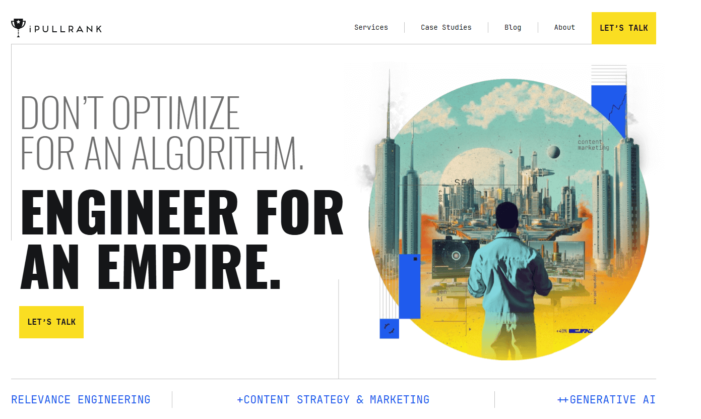 Screenshot of iPullRank website, one of the best AI SEO agencies for large enterprises