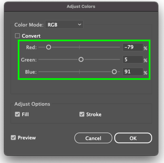 adjusting color illustrator 