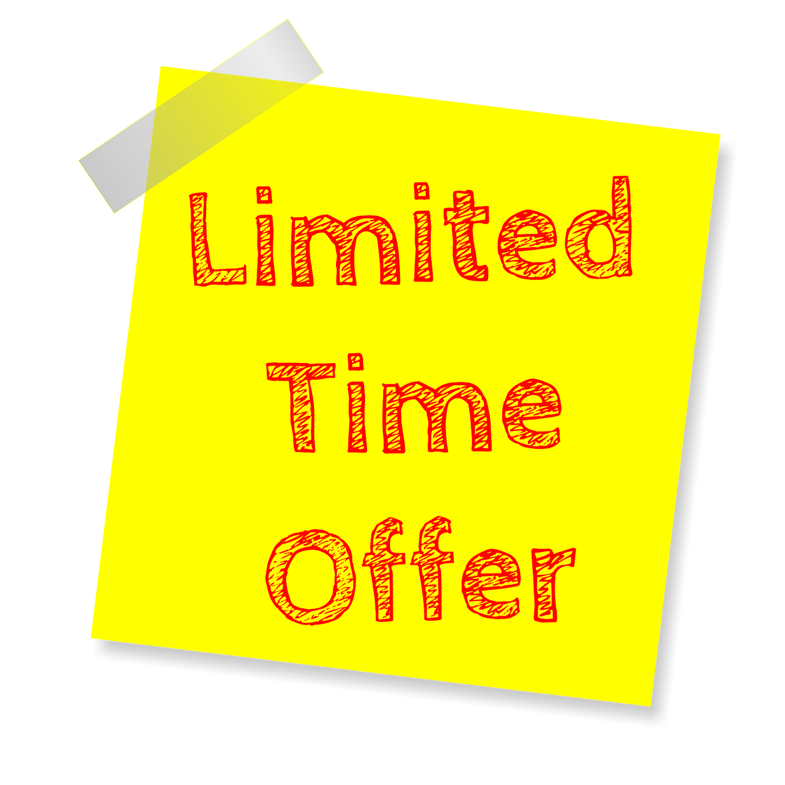 A post-it note showing limited time offer