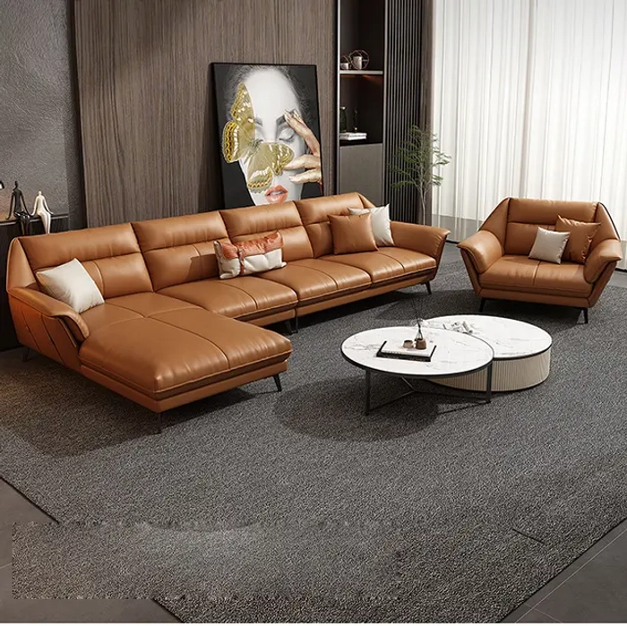 L shaped leather sofa