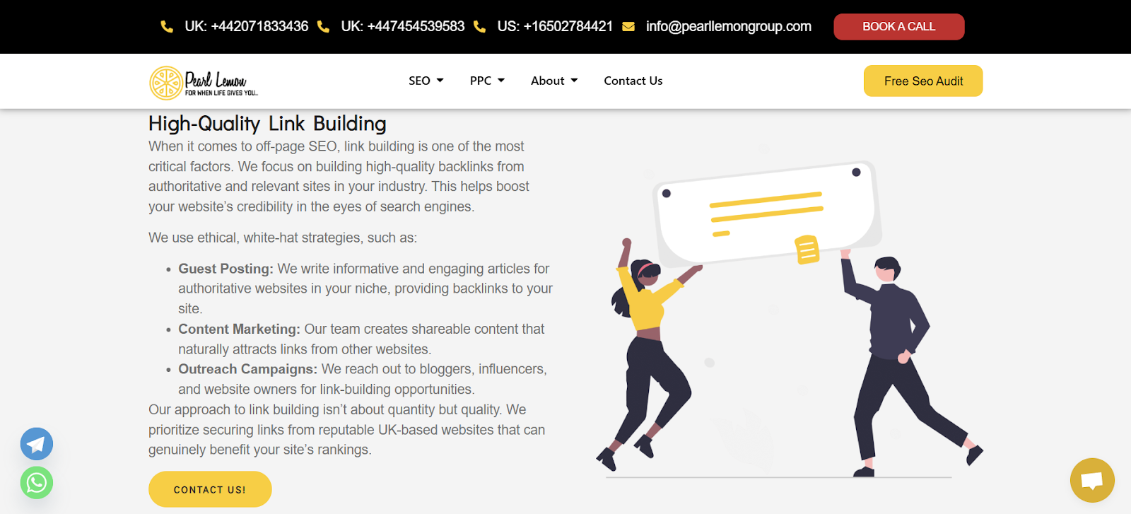 A screenshot of the Pearl Lemon website.