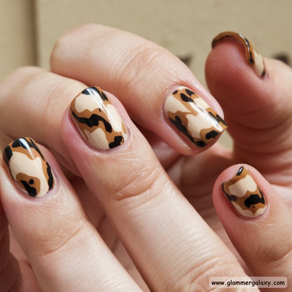 Neutral Nails having Tortoise Shell Style
