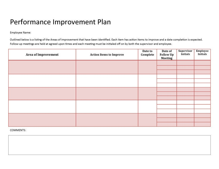 Work Performance Improvement Plan (PIP)