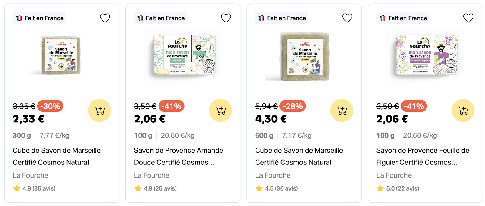 produits cosmétiques la fourche