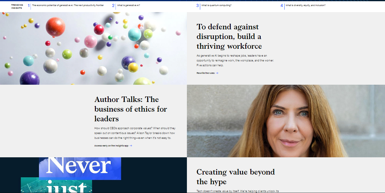 Mckinsey's web page, one of the best blogs that talk about topics about business