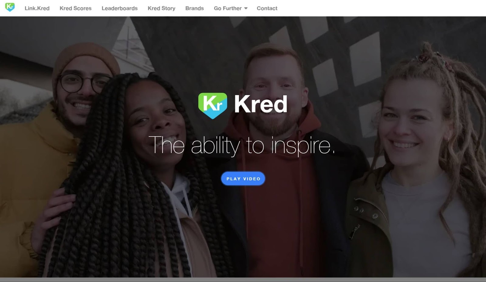 Screenshot of Kred website