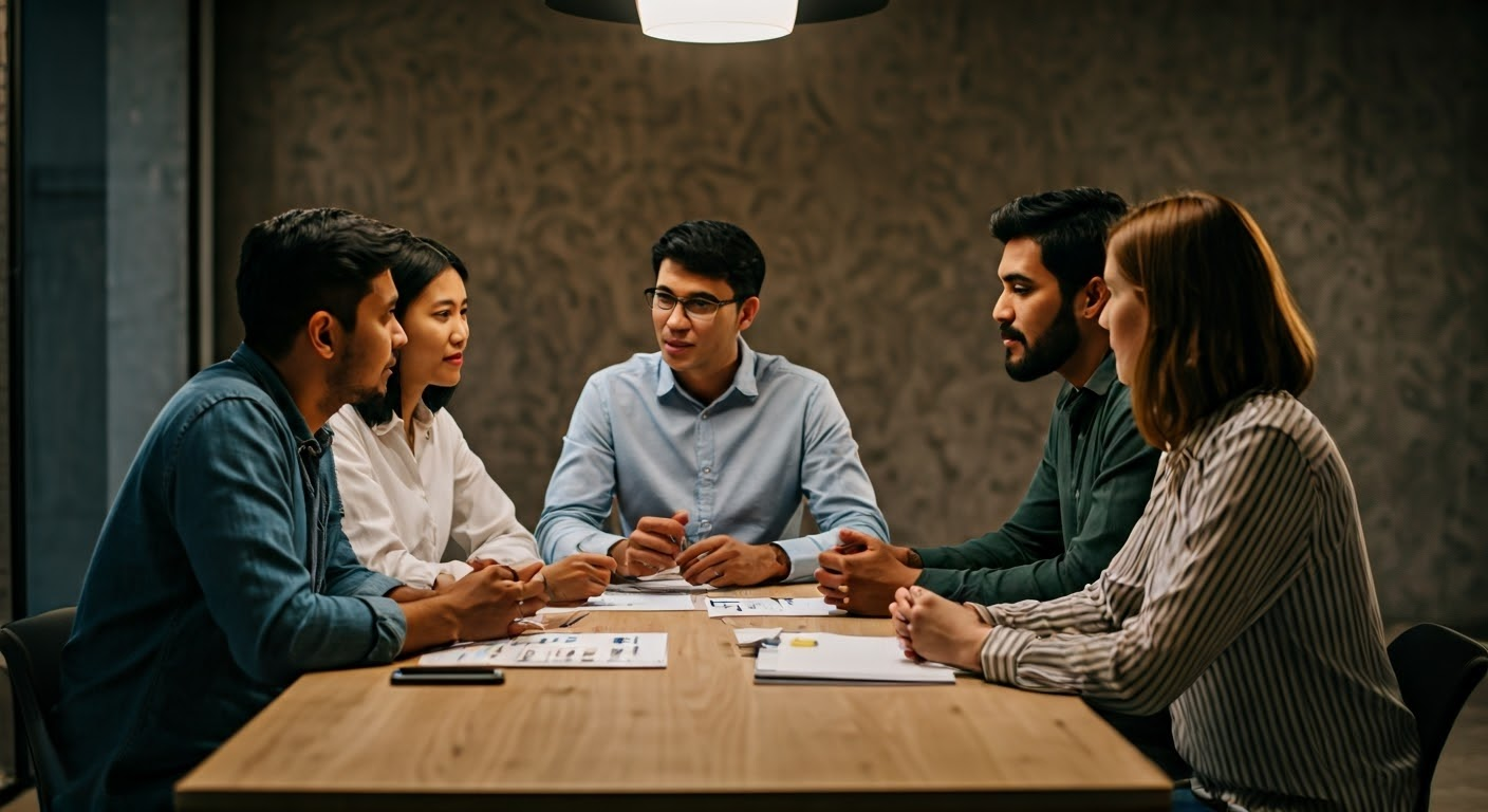 Team discussing unique value proposition