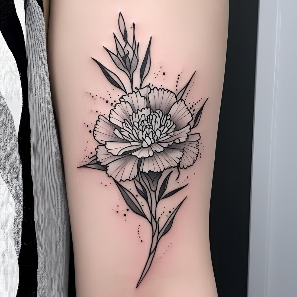 Carnation Tattoo Black and White