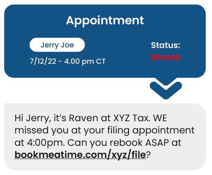 Missed Appointment notification via SMS