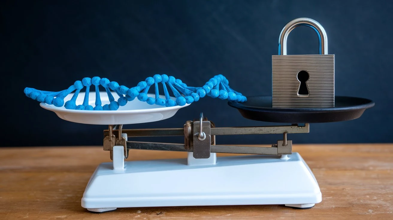 Balance Scale with DNA and Privacy Lock