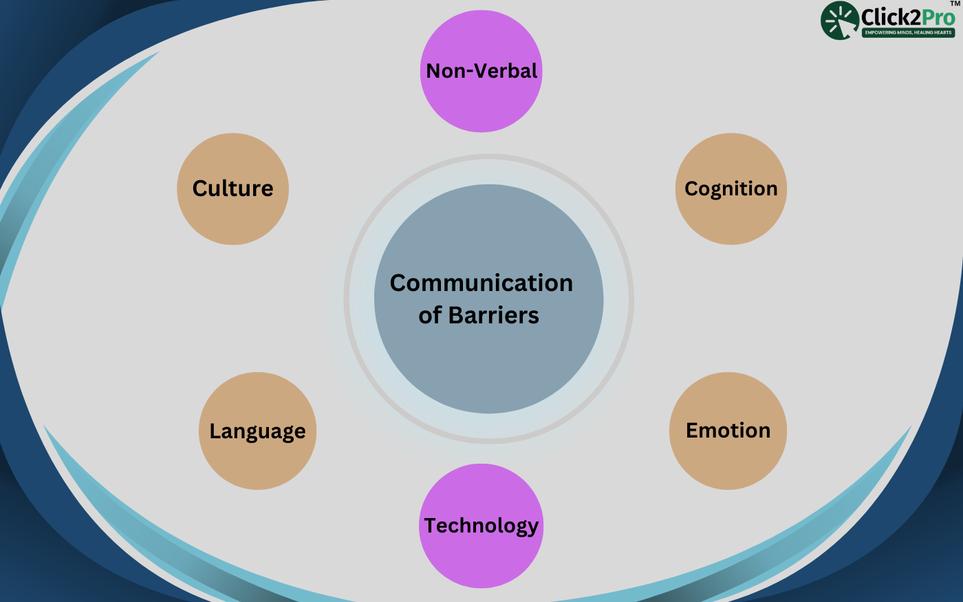 Communication barriers in mental health – Language, Culture, Emotion, Cognition, Technology, Non-Verbal.