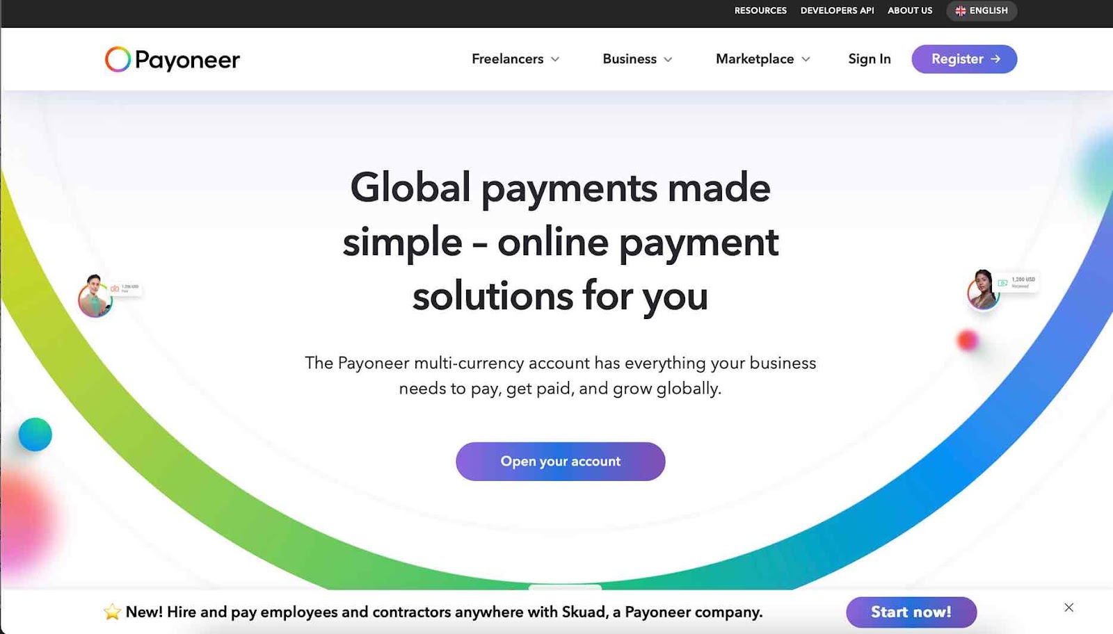 Payoneer Homepage 