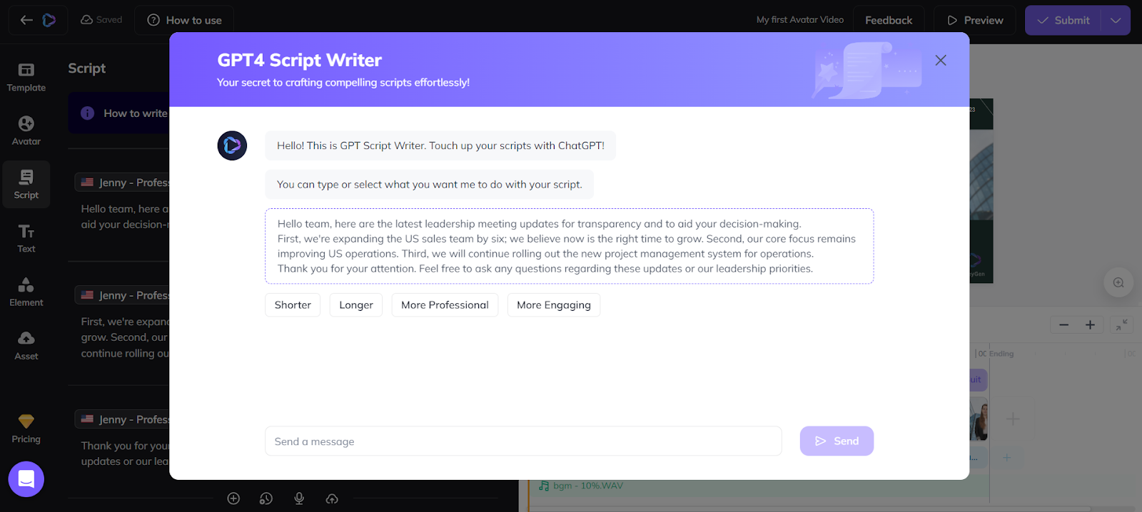 You can use this as the script writer to help you with writing your scripts. 