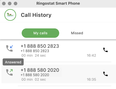 Ringostat Smart Phone, my calls