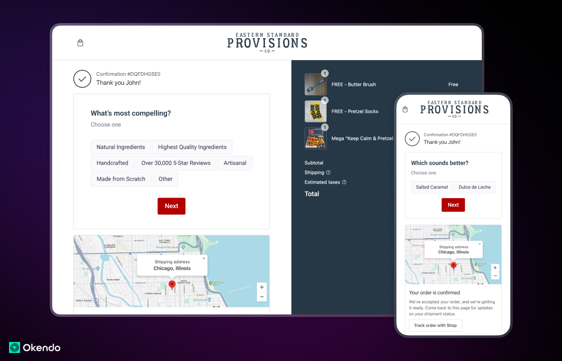 A pictorial description of Eastern Standard Provision's order confirmation page.