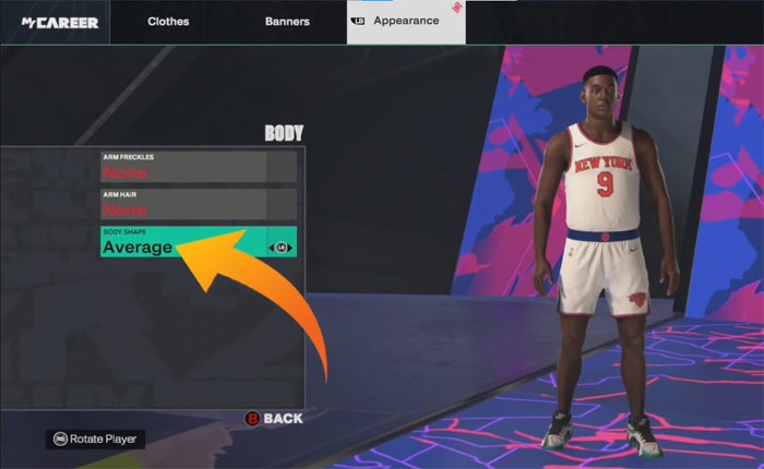 NBA 2k25 Change Body Type