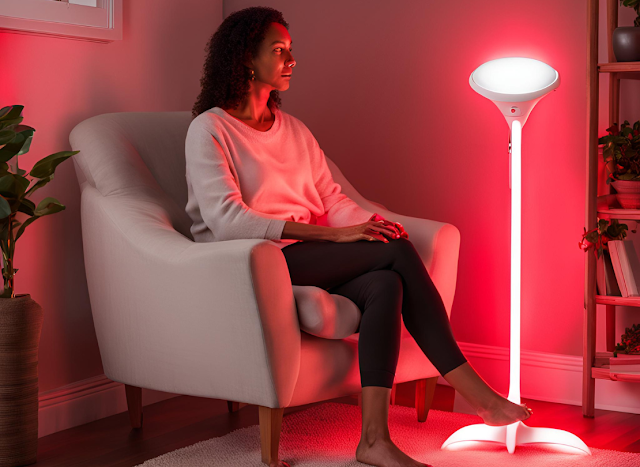 Red light therapy device setup for home use and health improvement