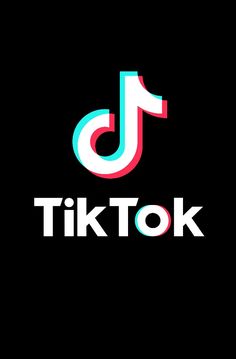 This contains an image of tiktok logo shown on a black background with red and blue letters